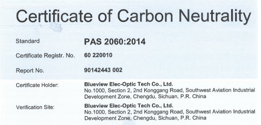 Good News!  We have received the TUV Carbon Neutrality Certificate